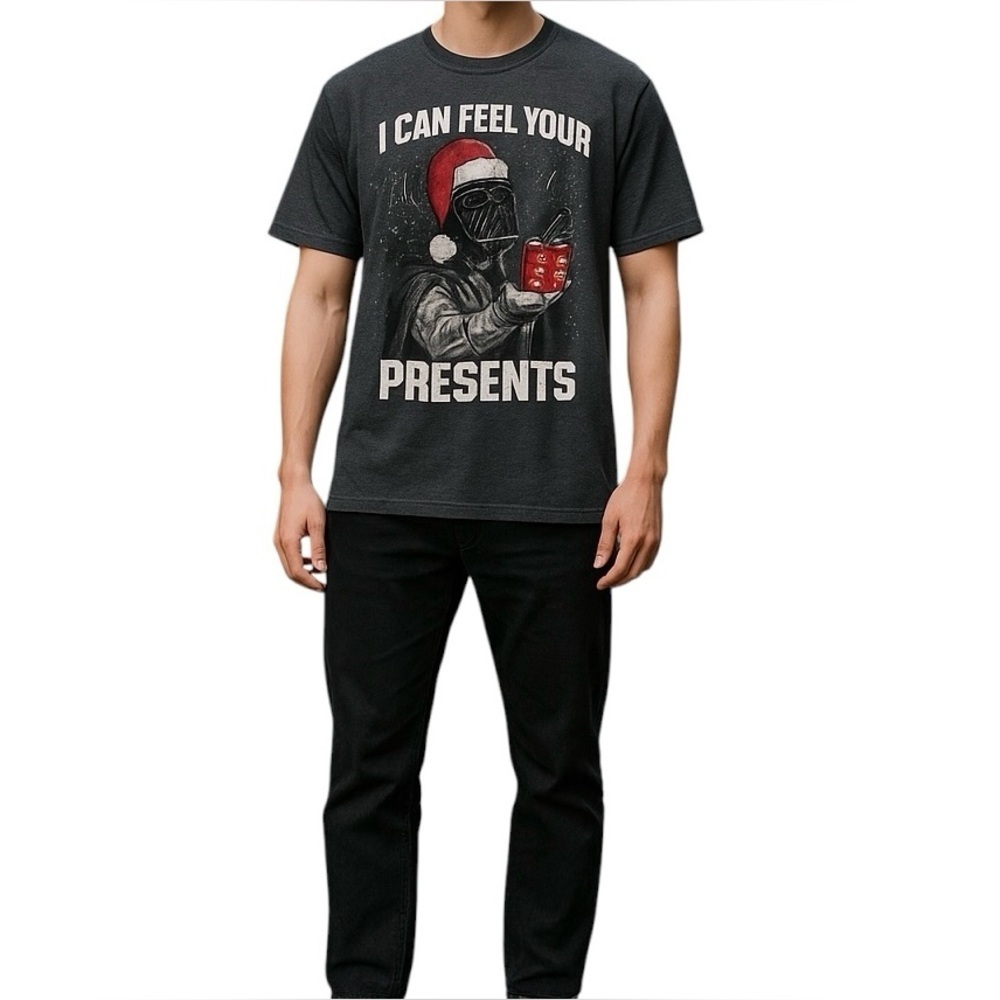 Star Wars Darth Vader Christmas Tee Gray Graphic Shirt Men’s Size‎ L